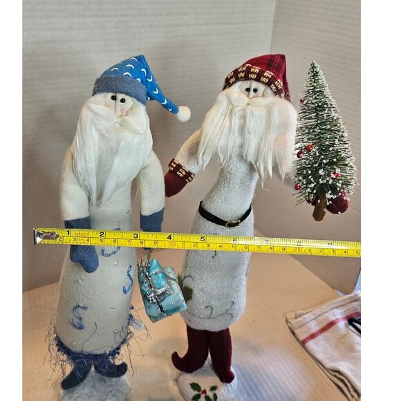 Tall Slender Santa Figurines  Felted Shopping Packages Decorating Tree 17" tall - Picture 10 of 10